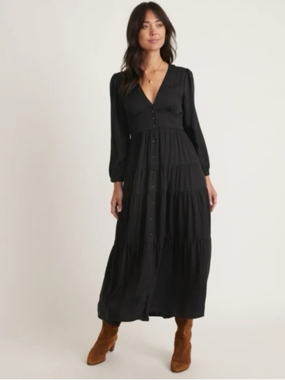 Marine Layer Maeve Maxi Dress Black Size Small
